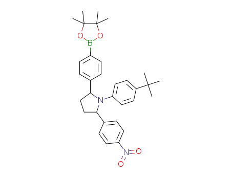 Molecular Structure of 1258233-06-5 (1-(4-tert-butylphenyl)-2-(4-nitrophenyl)-5-(4-(4,4,5,5-tetramethyl-1,3,2-dioxaborolan-2-yl)phenyl)pyrrolidine)
