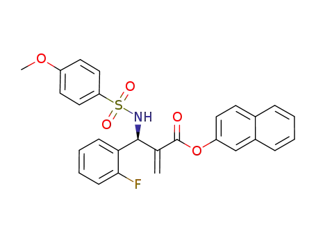 Molecular Structure of 1268833-33-5 ((S)-naphthalen-2-yl 2-((2-fluorophenyl)(4-methoxyphenylsulfonamido)methyl)acrylate)