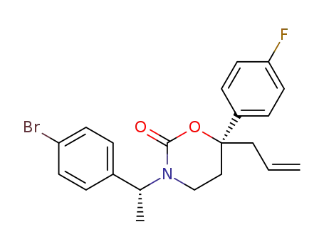 Molecular Structure of 1110641-96-7 ((S)-6-allyl-3-((R)-1-(4-bromophenyl)ethyl)-6-(4-fluorophenyl)-1,3-oxazinan-2-one)