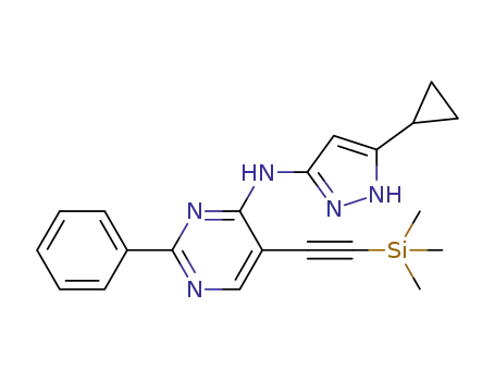 N-(5-cyclopropyl-1H-pyrazol-3-yl)-2-phenyl-5-((trimethylsilyl)ethynyl)pyrimidin-4-amine
