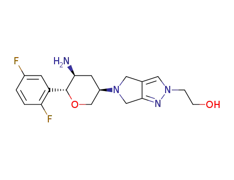 Molecular Structure of 1270029-76-9 (2-{5-[(3R,5S,6R)-5-amino-6-(2,5-difluorophenyl)tetrahydro-2H-pyran-3-yl]-5,6-dihydropyrrolo[3,4-c]pyrazol-2(4H)-yl}ethanol)