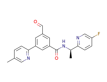 Molecular Structure of 1149752-78-2 (N-[(1R)-1-(5-fluoro-2-pyridinyl)ethyl]-3-formyl-5-(5-methyl-2-pyridinyl)benzamide)
