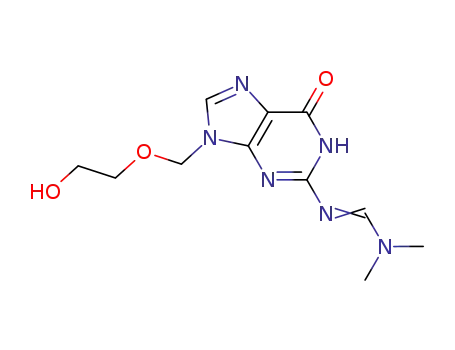 Molecular Structure of 100699-59-0 (N'-(9-((2-hydroxyethoxy)-methyl)-6-oxo-6,9-dihydro-1H-purin-2-yl)-N,N-dimethylformimidamide)