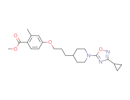 Molecular Structure of 1204300-52-6 (4-{3-[1-(3-cyclopropyl-[1,2,4]oxadiazol-5-yl)piperidin-4-yl]propoxy}-2-methylbenzoic acid methyl ester)