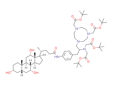 tert-butyl[4-(2-(bis-carboxymethyl-amino)-3-{4-[4-(3,7,12-trihydroxy-10,13-dimethylhexadecahydro-cyclopenta[a]phenanthren-17-yl)-pentanoylamino]-phenyl}-propyl)-7-carboxymethyl-[1,4,7]triazonan-1-yl]-acetic acid