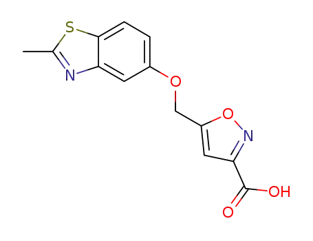 Molecular Structure of 1193342-88-9 (5-(2-methylbenzothiazol-5-yloxymethyl)isoxazole-3-carboxylic acid)