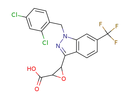 Oxiranecarboxylic acid,
3-[1-[(2,4-dichlorophenyl)methyl]-6-(trifluoromethyl)-1H-indazol-3-yl]-