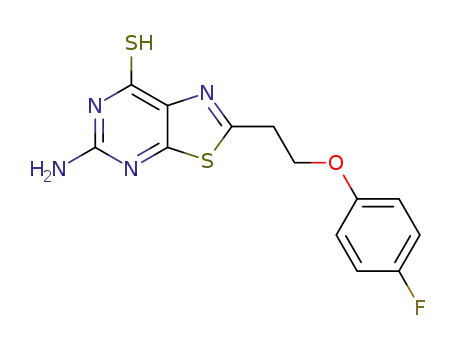 Molecular Structure of 1245316-55-5 (5-amino-2-(2-(4-fluorophenoxy)ethyl)-thiazolo[5,4-d]pyrimidine-7-thiol)