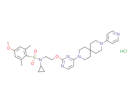 N-cyclopropyl-4-methoxy-2,6-dimethyl-N-(2-(4-(9-(pyridin-4-yl)-3,9-diazaspiro[5.5]undecan-3-yl)pyrimidin-2-yloxy)ethyl)phenylsulfonamide hydrochloride