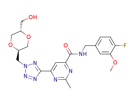 N-(4-fluoro-3-methoxybenzyl)-6-(2-(((2R,5S)-5-(hydroxymethyl)-1,4-dioxan-2-yl)methyl)-2H-tetrazol-5-yl)-2-methylpyrimidine-4-carboxamide