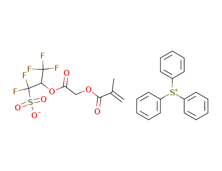 Molecular Structure of 1213754-72-3 (triphenylsulfonium 1,1,3,3,3-pentafluoro-2-(2-methacryloyloxy-acetoxy)-propane-1-sulfonate)