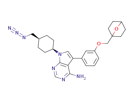 Molecular Structure of 1272667-52-3 (5-(3-(7-oxabicyclo[2.2.1]heptan-1-ylmethoxy)phenyl)-7-((1s,4s)-4-(azidomethyl)cyclohexyl)-7H-pyrrolo[2,3-d]pyrimidin-4-amine)