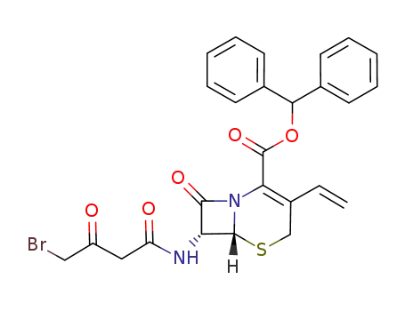 Molecular Structure of 91832-27-8 (5-Thia-1-azabicyclo[4.2.0]oct-2-ene-2-carboxylic acid,
7-[(4-bromo-1,3-dioxobutyl)amino]-3-ethenyl-8-oxo-, diphenylmethyl
ester, (6R,7R)-)