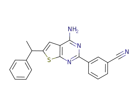 (+/-)-3-[4-amino-6-(1-phenyl-ethyl)thieno[2,3-d]pyrimidin-2-yl]benzonitrile