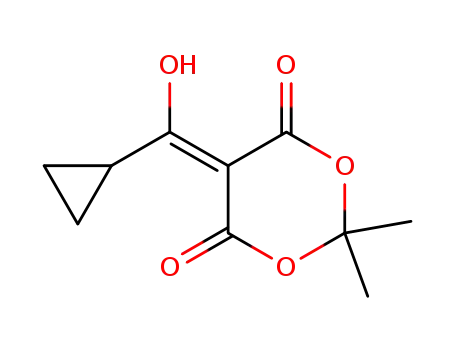 Molecular Structure of 146380-13-4 (5-(cyclopropylhydroxymethylidene)-2,2-dimethyl-1,3-dioxane-4,6-dione)