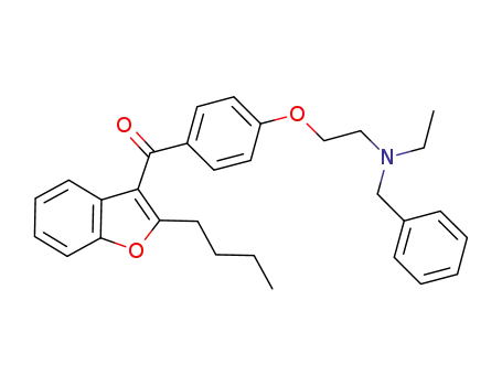 Molecular Structure of 1096359-57-7 ({4-[2-(benzyl-ethyl-amino)-ethoxy]-phenyl}-(2-butyl-benzofuran-3-yl)-methanone)
