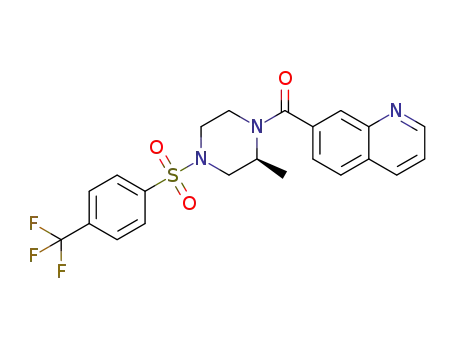 Molecular Structure of 1342253-50-2 (7-[((2S)-2-methyl-4-{[4-(trifluoromethyl)phenyl]sulfonyl}-1-piperazinyl)carbonyl]quinoline)