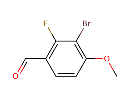 Molecular Structure of 1155877-70-5 (Benzaldehyde, 3-broMo-2-fluoro-4-Methoxy-)
