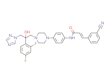 (E)-N-(4-{4-[2-(2,4-difluorophenyl)-2-hydroxy-3-(1H-1,2,4-triazol-1-yl)propyl]piperazin-1-yl}phenyl)-3-(3-cyanophenyl)acrylamide