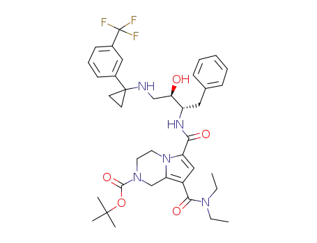tert-Butyl 6-{[(1S,2R)-1-benzyl-2-hydroxy-3-({1-[3-(trifluoromethyl)phenyl]-cyclopropyl}amino)propyl]carbamoyl}-8-(diethylcarbamoyl)-3,4-dihydropyrrolo[1,2-a]pyrazine-2(1H)-carboxylate