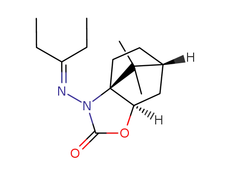 Molecular Structure of 1051911-44-4 ((3aR,6R,7aR)-8,8-dimethyl-3-(pentan-3-ylideneamino)-1,3,4,5,6,7-hexahydro-2H-3a,6-methanobenzo[d]oxazol-2-one)