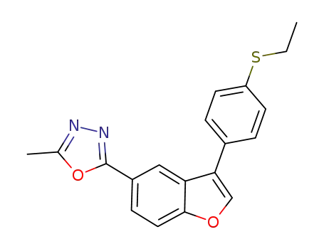 Molecular Structure of 1005202-75-4 (2-{3-[4-(ethylsulfanyl)phenyl]-1-benzofuran-5-yl}-5-methyl-1,3,4-oxadiazole)