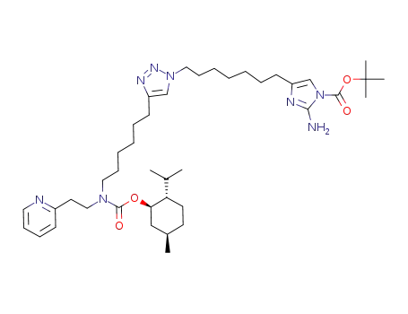 tert-butyl 2-amino-4-(7-(4-(6-((((1R,2S,5R)-2-isopropyl-5-methylcyclohexyloxy)carbonyl)(2-(pyridin-2-yl)ethyl)amino)hexyl)-1H-1,2,3-triazol-1-yl)heptyl)-1H-imidazole-1-carboxylate