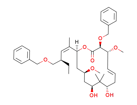 Molecular Structure of 1211323-73-7 ((3S,4R,8S,10S,12S,14S,E)-3-(benzyloxy)-14-((R,Z)-4-(benzyloxymethyl)hex-2-en-2-yl)-8,10-dihydroxy-4,12-dimethoxy-9,9-dimethyl-1-oxacyclotetradec-5-en-2-one)