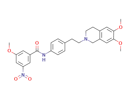 Molecular Structure of 1124227-92-4 (N-(4-(2-(6,7-dimethoxy-1,2,3,4-tetrahydroisoquinolin-2-yl)ethyl)phenyl)-3-methoxy-5-nitrobenzamide)
