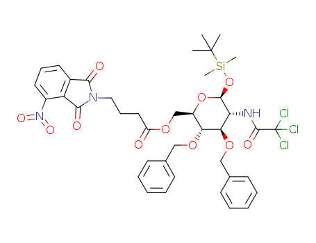 tert-butyldimethylsilyl 3,4-di-O-benzyl-6-(4'-(o-nitrophthalimido)butyryl)-2-deoxy-2-trichloroacetylamino-α-D-glucopyranoside