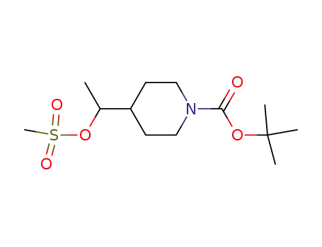 Molecular Structure of 1032825-55-0 (4-[1-[(Methylsulfonyl)oxy]ethyl]-1-piperidinecarboxylic acid 1,1-dimethylethyl ester)