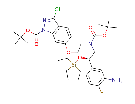 (R)-tert-butyl 6-(2-((2-(3-amino-4-fluorophenyl)-2-(triethylsilyloxy)ethyl)(tert-butoxycarbonyl)amino)ethoxy)-3-chloroindazole-1-carboxylate