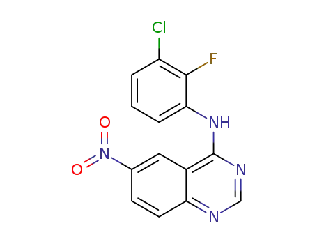 Molecular Structure of 1290545-22-0 (N-(2-fluoro-3-chlorophenyl)-6-nitroquinazolin-4-amine)