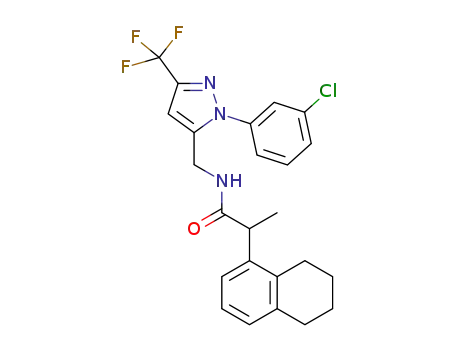 N-((1-(3-chlorophenyl)-3-(trifluoromethyl)-1H-pyrazol-5-yl)methyl)-2-(5,6,7,8-tetrahydronaphthalen-1-yl)propanamide