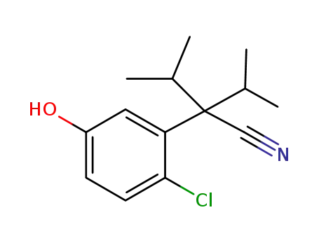 Molecular Structure of 1274905-18-8 (2-(2-chloro-5-hydroxyphenyl)-2-isopropyl-3-methylbutanenitrile)