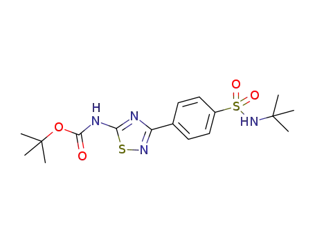 Molecular Structure of 1198321-18-4 (tert-butyl 3-(4-(N-tert-butylsulfamoyl)phenyl)-1,2,4-thiadiazol-5-ylcarbamate)