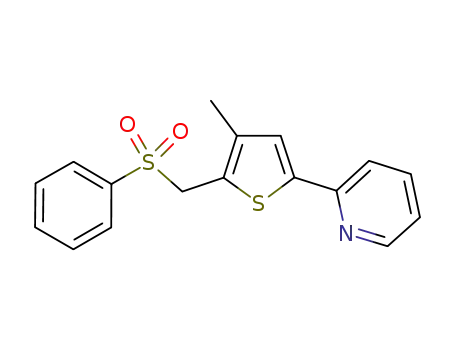 Molecular Structure of 1188381-84-1 (4-methyl-5-(phenylsulfonylmethyl)-2-(pyridin-2-yl)thiophene)
