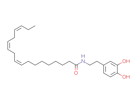 Molecular Structure of 105955-13-3 (9,12,15-Octadecatrienamide, N-[2-(3,4-dihydroxyphenyl)ethyl]-, (Z,Z,Z)-)