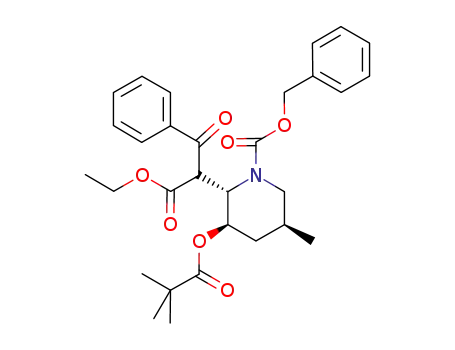 (+)-(2S,3R,5S)-benzyl-2-(1-(ethoxycarbonyl)-2-oxo-2-phenylethyl)-5-methyl-3-(pivaloyloxy)piperidine-1-carboxylate