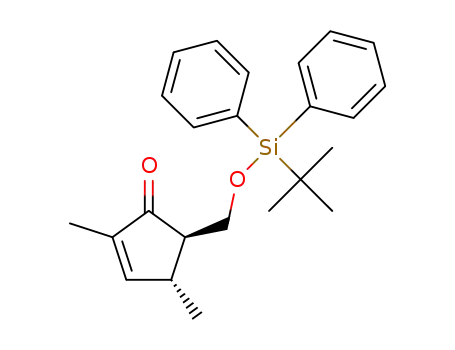 Molecular Structure of 1268265-21-9 ((4R,5R)-5-(((tert-butyldiphenylsilyl)oxy)methyl)-2,4-dimethylcyclopent-2-enone)