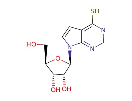 Molecular Structure of 2864-21-3 (7-pentofuranosyl-1,7-dihydro-4H-pyrrolo[2,3-d]pyrimidine-4-thione)
