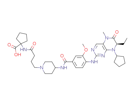 1-[(4-{-[(4-{[(7R)-8-cyclopentyl-7-ethyl-5-methyl-6-oxo-5,6,7,8-tetrahydropteridin-2-yl]amino}-3-methoxybenzoyl)amino]piperidin-1-yl}butanoyl)amino]cyclopentanecarboxylic acid
