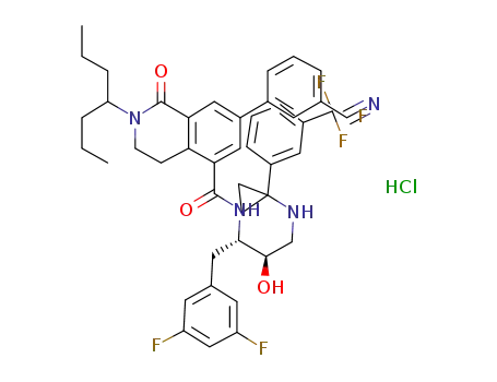 N-[(1S,2R)-1-(3,5-difluorobenzyl)-2-hydroxy-3-({1-[3-(trifluoromethyl)phenyl]cyclopropyl}amino)propyl]-7-(3-cyanophenyl)-1-oxo-2-(1-propylbutyl)-1,2,3,4-tetrahydroisoquinoline-5-carboxamide hydrochloride