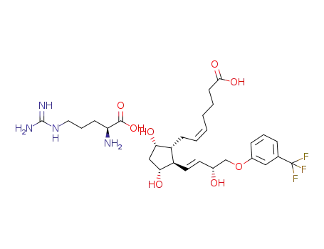 Molecular Structure of 1224443-24-6 (arginyl (Z)-7-((1R,2R,3R,5S)-3,5-dihydroxy-2-((R,E)-3-hydroxy-4-(3-(trifluoromethyl)phenoxy)but-1-enyl)cyclopentyl)hept-5-enoate)