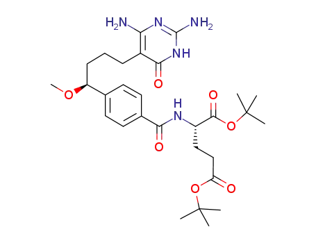 di-tert-butyl (S)-2-(4-((S)-4-(2,4-diamino-6-oxo-1,6-dihydropyrimidin-5-yl)-1-methoxybutyl)benzamido)pentanedioate
