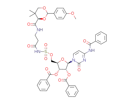 5'-O-(N-(3-((4R)-2-(4-methoxyphenyl)-5,5-dimethyl-1,3-dioxane-4-carboxamido)propanoyl)sulfamoyl)-2',3'-O,N<sup>(4)</sup>-tribenzoylcytidine