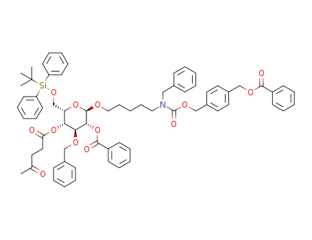 4-(phenylcarboxymethyl)benzyl N-benzyl-N-(5-(3-O-benzyl-2-O-benzoyl-4-O-levulinoyl-6-O-tert-butyldiphenylsilyl-α-L-idopyranosyloxy)pentyl)carbamate