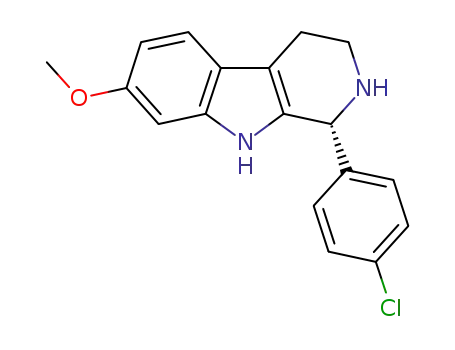 Molecular Structure of 1120500-34-6 ((R)-1-(4-chlorophenyl)-7-methoxy-2,3,4,9-tetrahydro-1H-pyrido[3,4-b]indole)