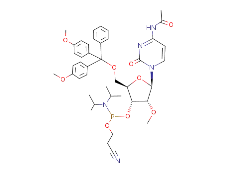 Molecular Structure of 199593-09-4 (N-Acetyl-5'-O-(4,4-dimethoxytrityl)-2'-O-methylcytidine-3'-(2-cyanoethyl-N,N-diisopropyl)phosphoramidite)