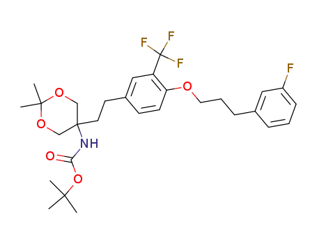 Molecular Structure of 1093172-54-3 ([5-(2-{4-[3-(3-fluorophenyl)propoxy]-3-trifluoromethylphenyl}ethyl)-2,2-dimethyl-1,3-dioxan-5-yl]carbamic acid t-butyl ester)